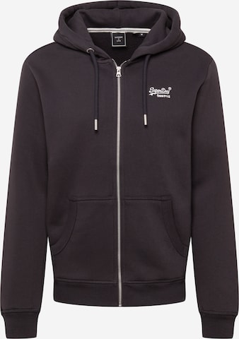 Superdry Zip-Up Hoodie in Black: front