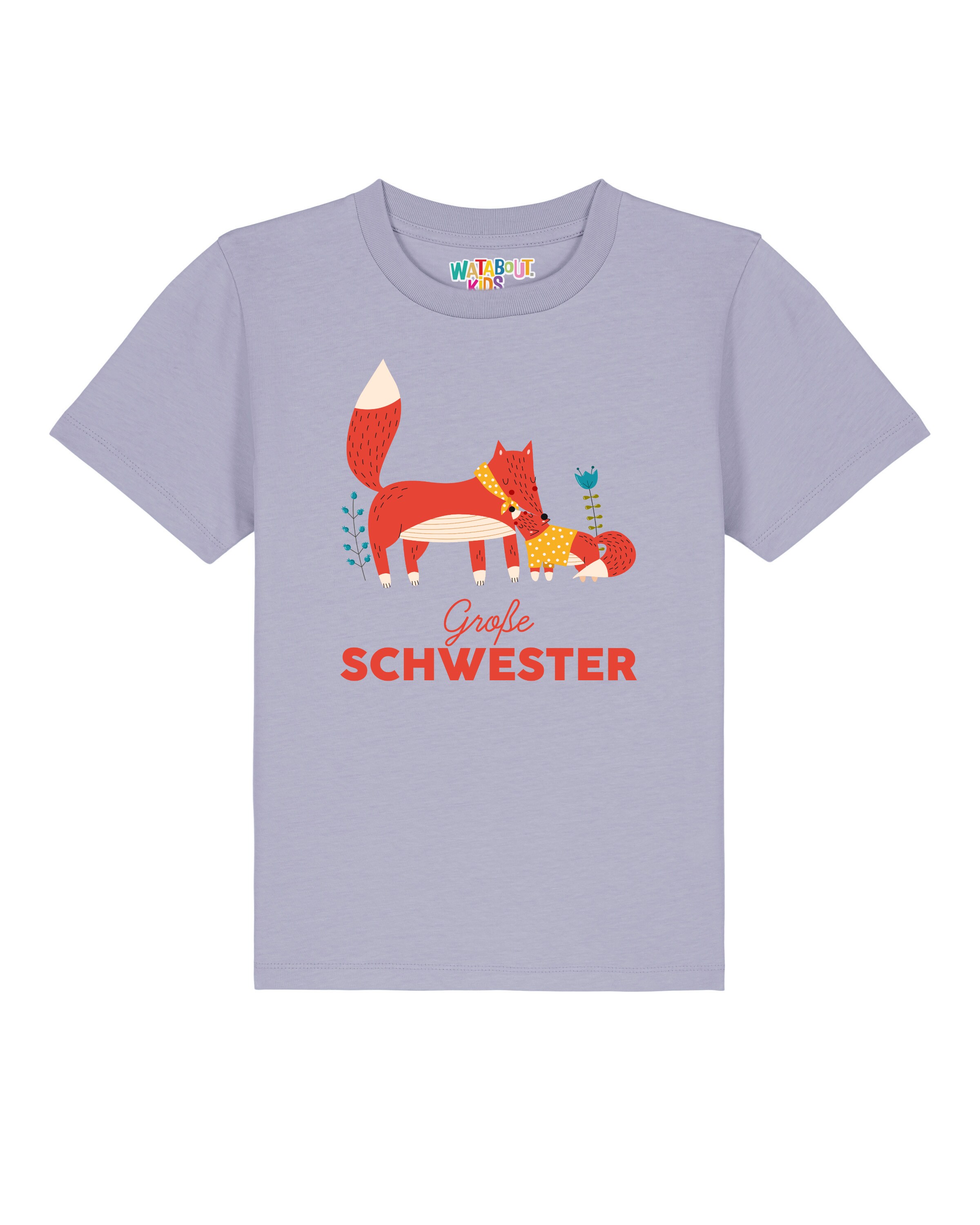 T-Shirt 'Fuchs Große Schwester' watabout.kids en violet : devant