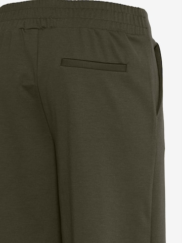 ICHI Wide leg Pleat-Front Pants 'Kate' in Green