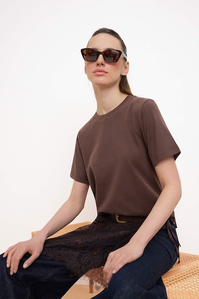 Trendyol Majica v velikosti XS  | čokolada barva, Prikaz izdelka