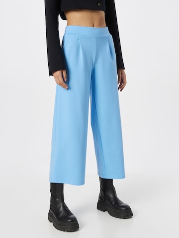ICHI Wide leg Pleat-Front Pants 'KATE' in Blue: front