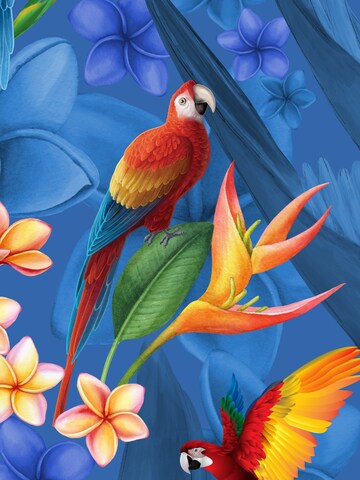 Hawaiihemdshop.de Regularny krój Koszula 'Hawaiihemd "Flower Parrots (blue)"' w kolorze niebieski