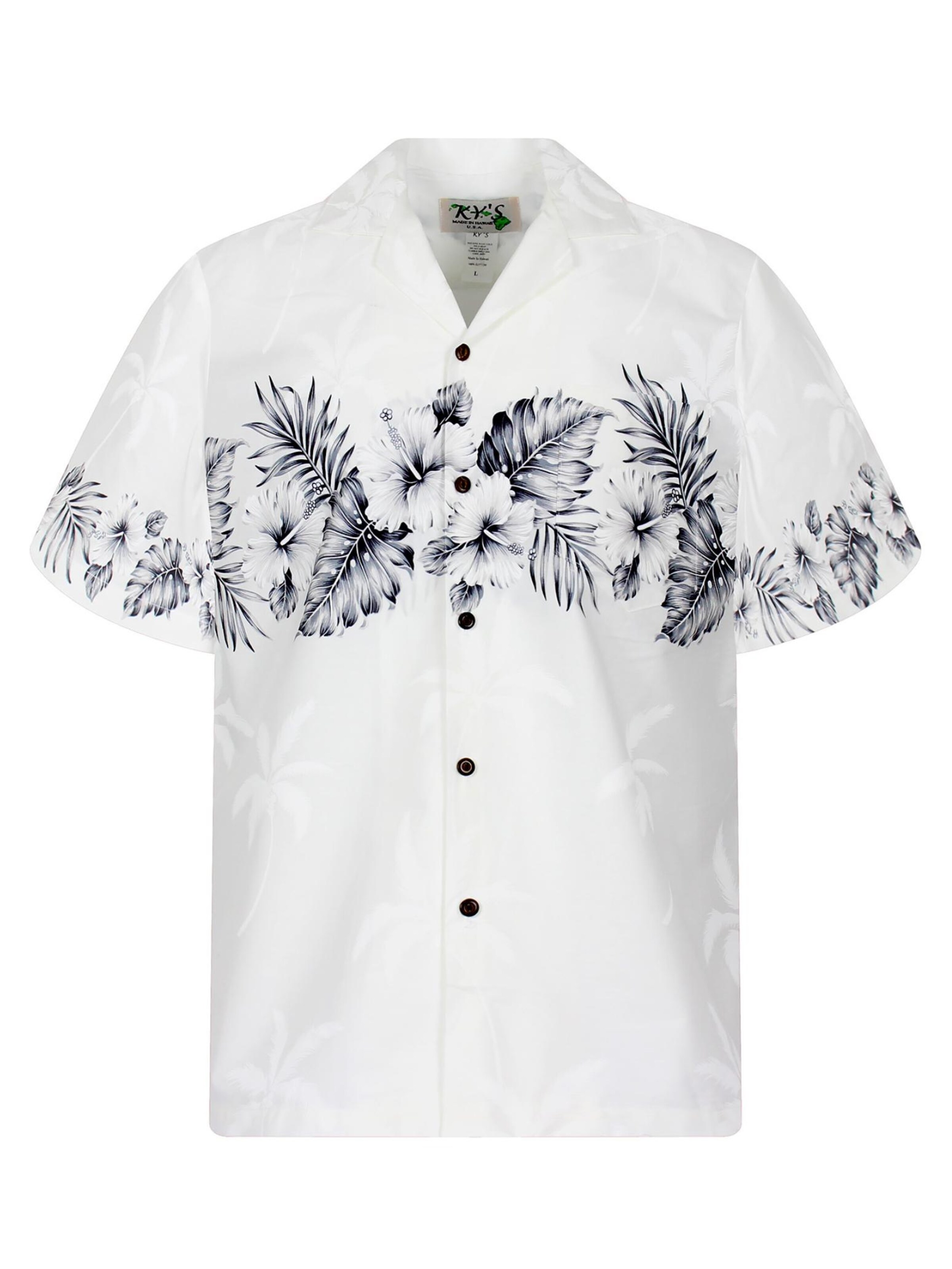 KY's Button Up Shirt 'Hibiskus Brustdruck' in Grey, Item view