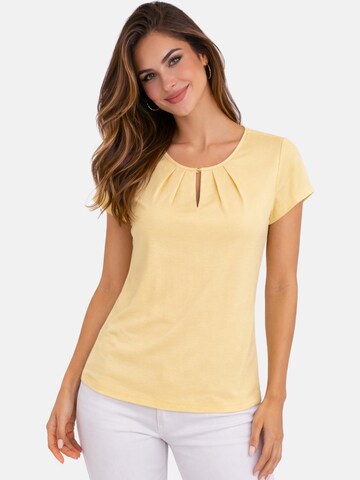 REGINA FASHION Blouse 'Short Sleeve Blouse with Pleated Neckline' in Yellow