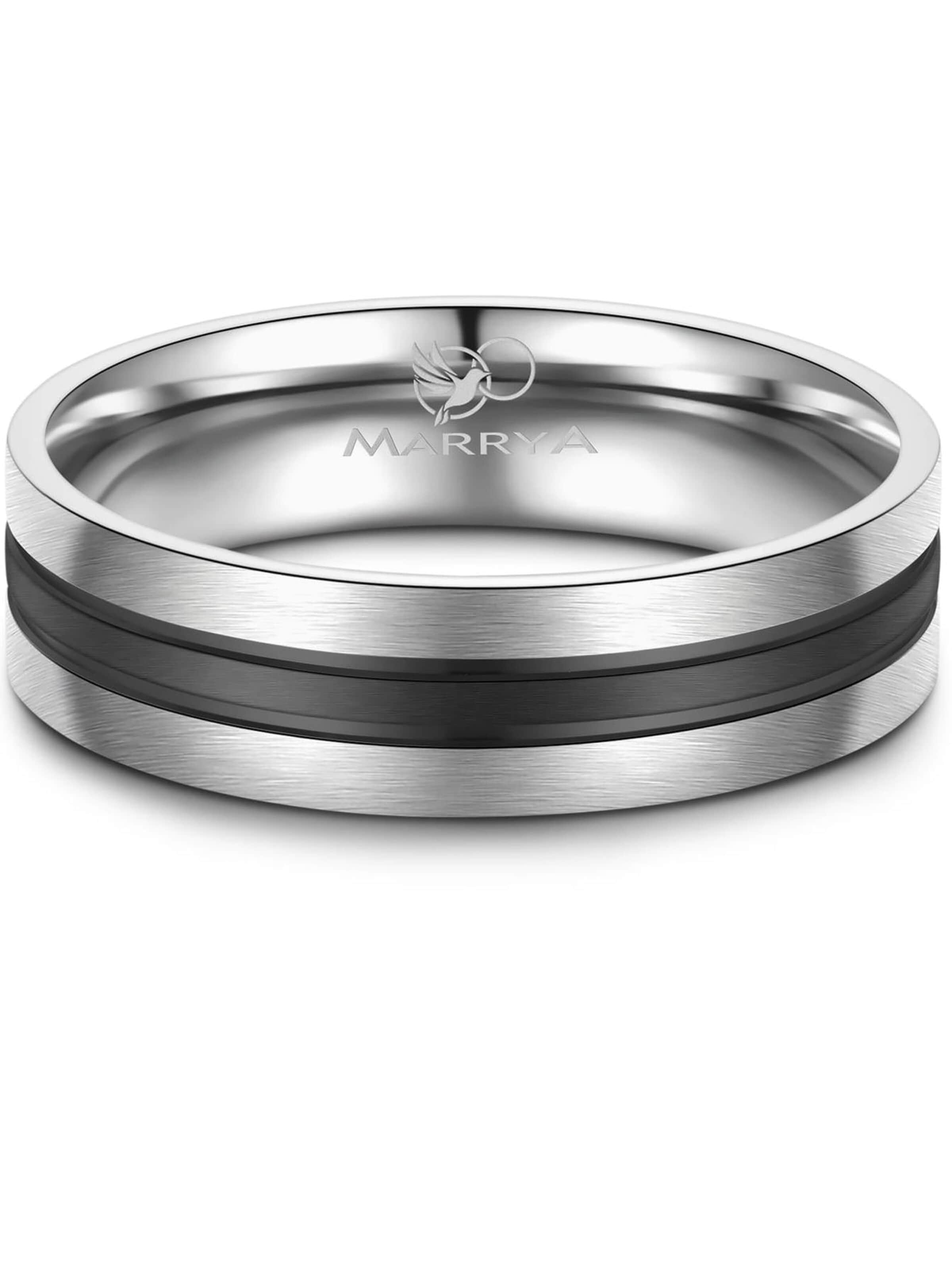 MARRYA Ring 'MARRYA ES-10 Ehering aus Edelstahl - Silberfarben & Schwarz' i grå