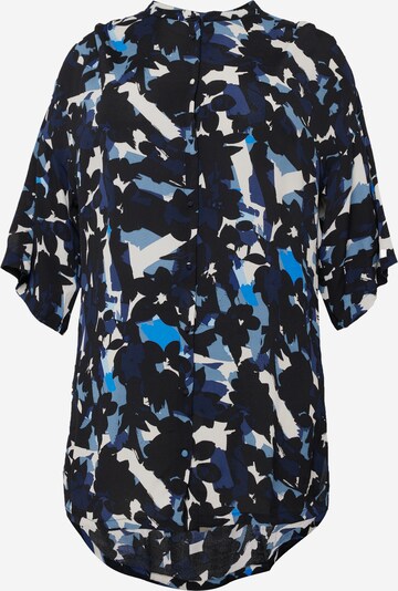 Fransa Curve Blouse 'HELENA' in Turquoise / Smoke blue / Dark blue / White, Item view