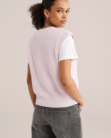 WE Fashion Pleten brezrokavnik | roza barva