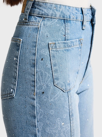 IT'S BASIC Regular Jeans 'RHINESTONE STRAIGHT HIGH RISE JEANS (Lenght 30)' in Blauw