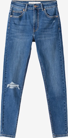 Skinny Jeans de la Bershka pe albastru: față