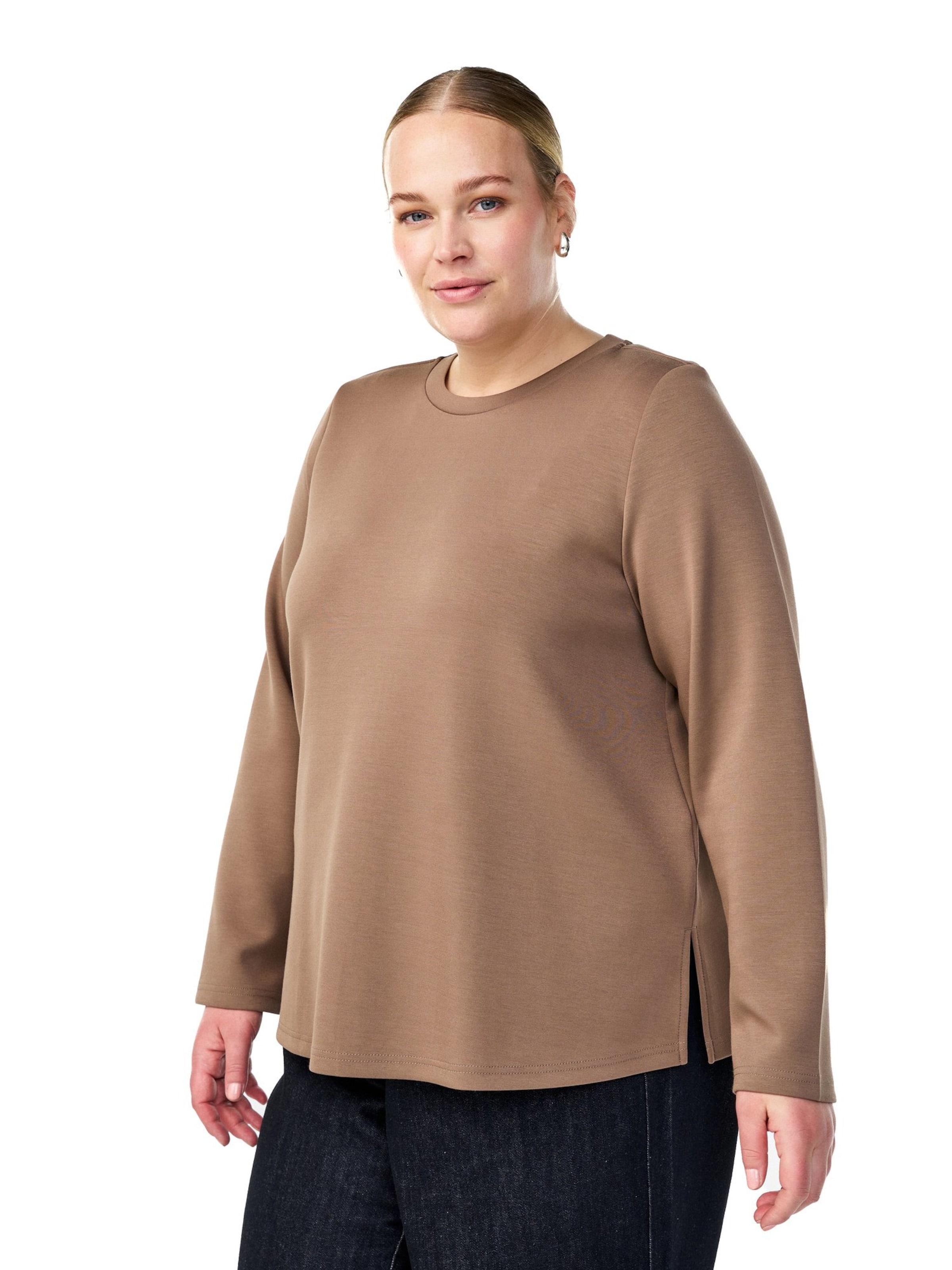 Zizzi Blouse 'MONA' in Brown: front