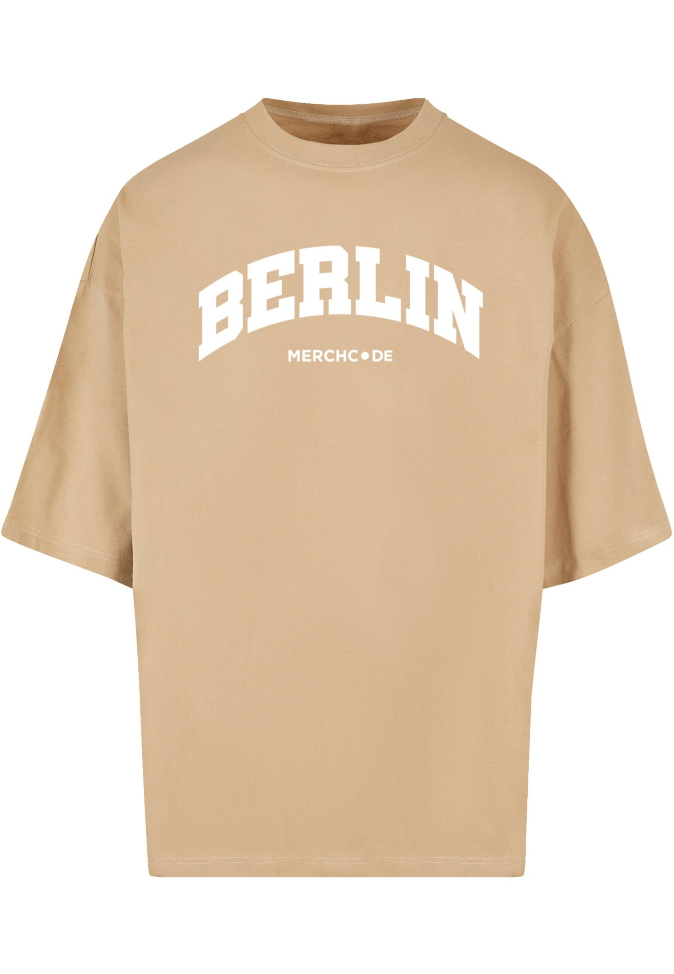 Merchcode Shirt 'Berlin Wording' in Beige: front