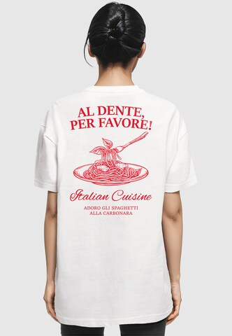 Maglia extra large 'Al Dente Per Favore' di Merchcode in bianco: frontale