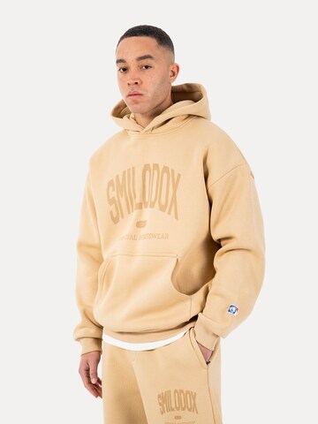 Veste de survêtement Smilodox en beige : devant