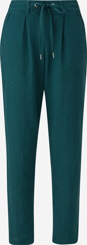 QS Regular Pleat-Front Pants in Green: front