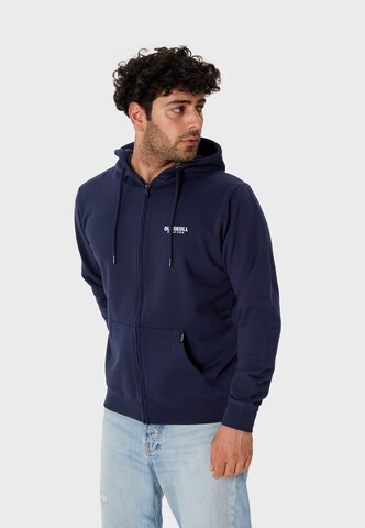Oldskull Sweatjacke 'Retro Rising Sun' in Blau