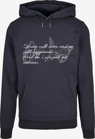 Merchcode Sweatshirt 'Spring Saying' in Blauw: voorkant