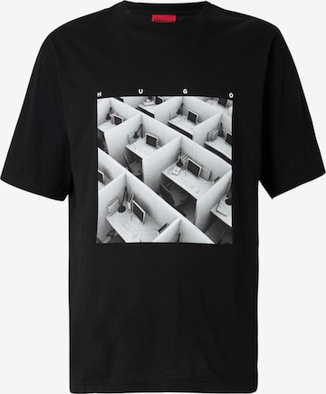 HUGO Μπλουζάκι 'Dodger' σε μαύρο: μπροστά