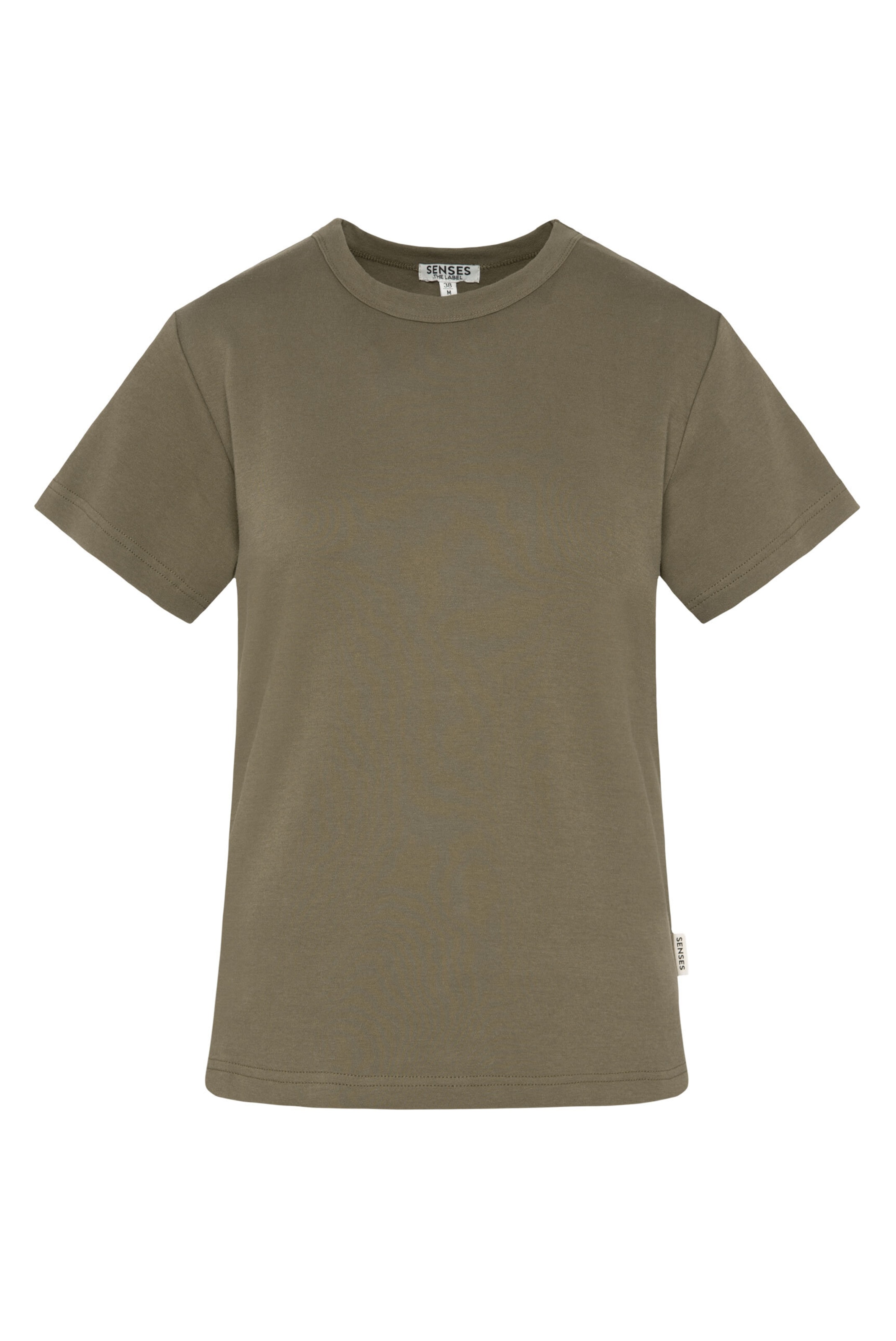 SENSES.THE LABEL Basic T-Shirt aus Interlock-Jersey in Grün: Vorderseite
