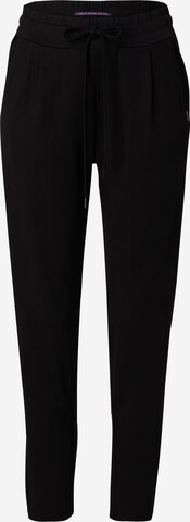 QS Regular Pleat-Front Pants in Black: front