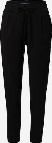 QS Regular Pleat-Front Pants in Black: front