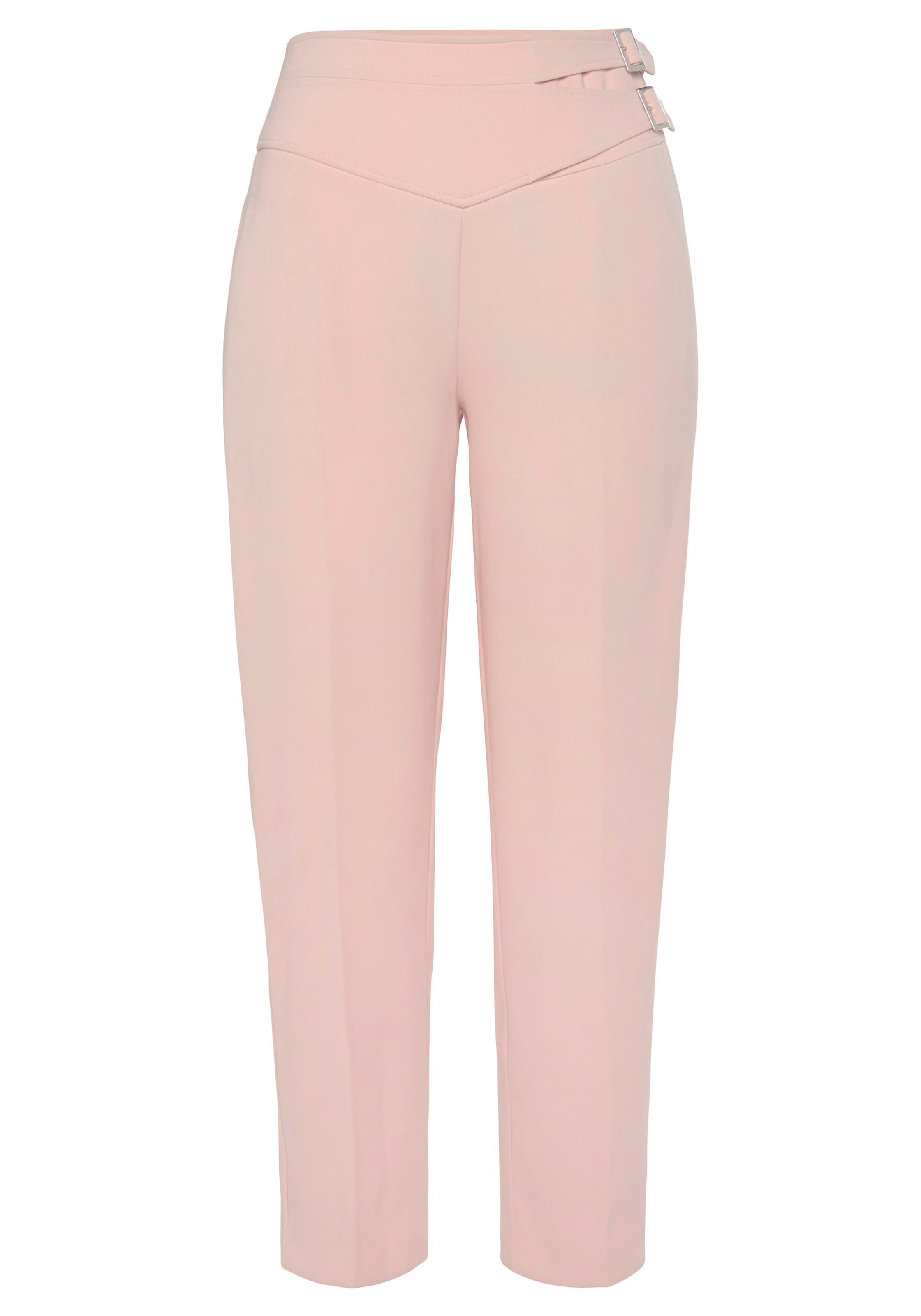 LASCANA Tapered Bukser med fals i pink: forside
