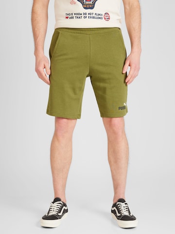 PUMA Regularen Športne hlače 'ESS' | zelena barva: sprednja stran