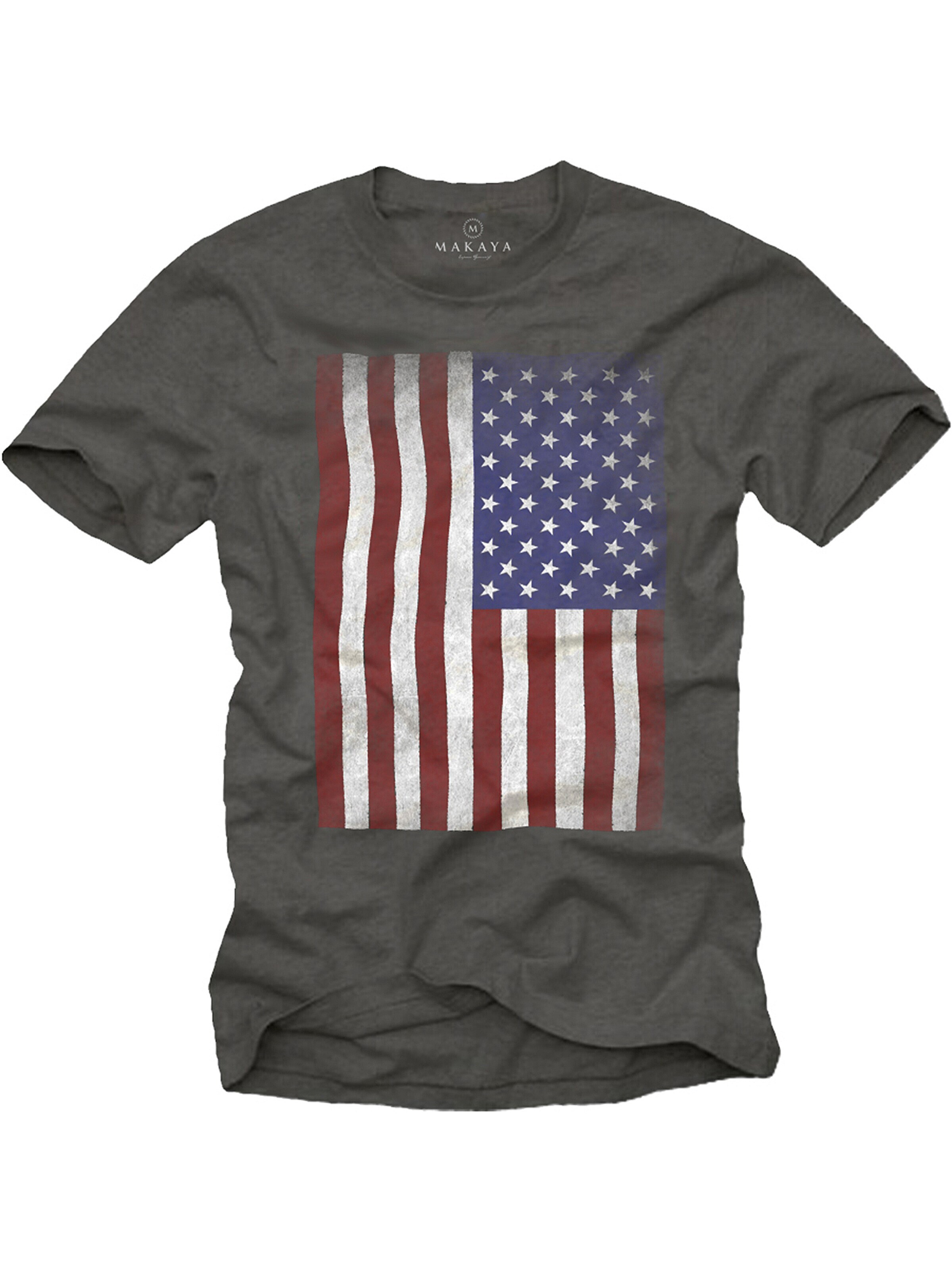 MAKAYA Shirt 'USA Flagge' in Grey: front