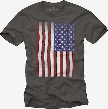 MAKAYA Shirt 'USA Flagge' in Grey: front