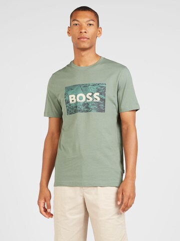 BOSS T-Shirt 'Building' in Grün: Vorderseite