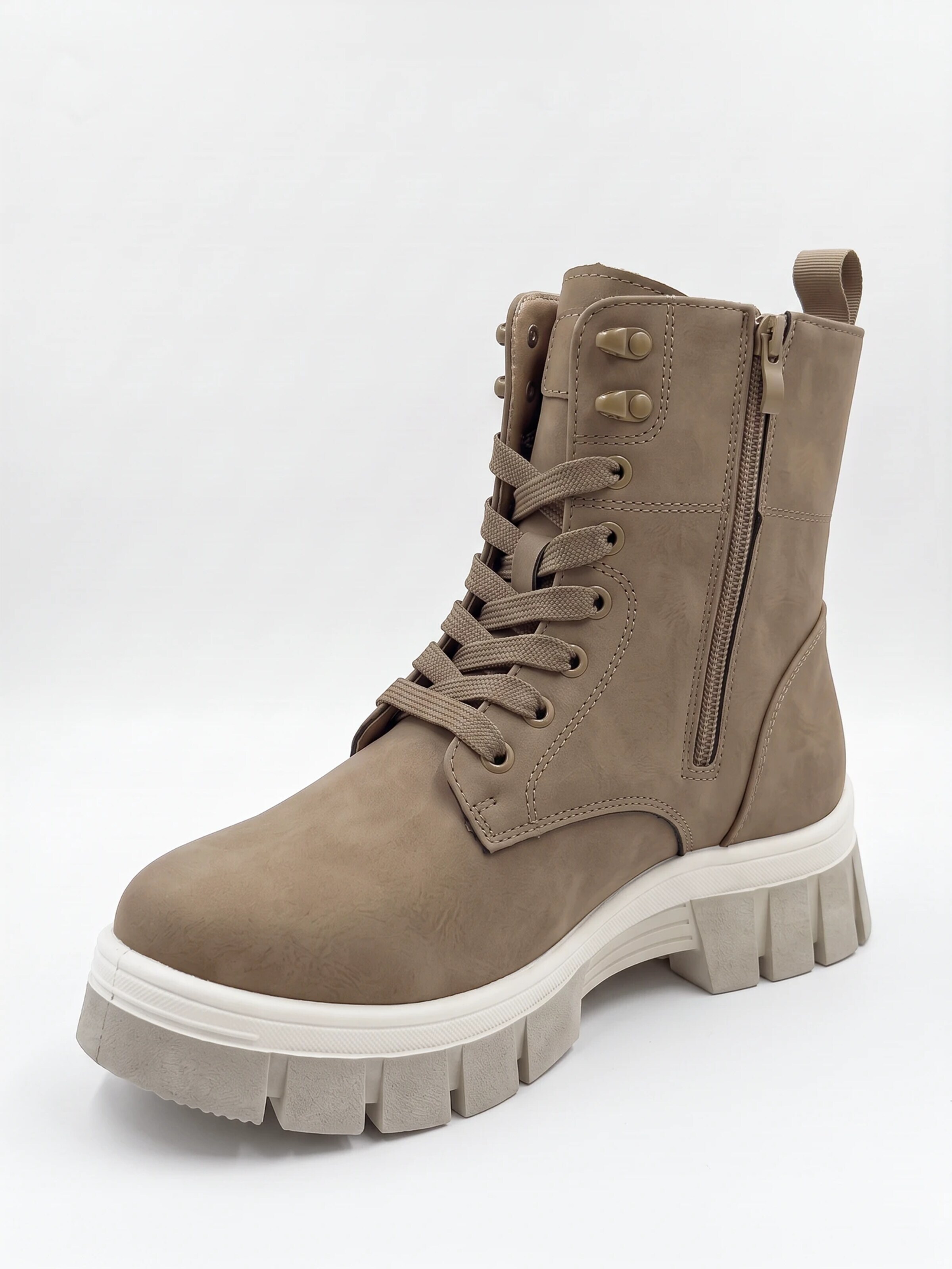 TorWeit Enkellaarsje 'Cool Lace Up Ankle Boots' in Beige