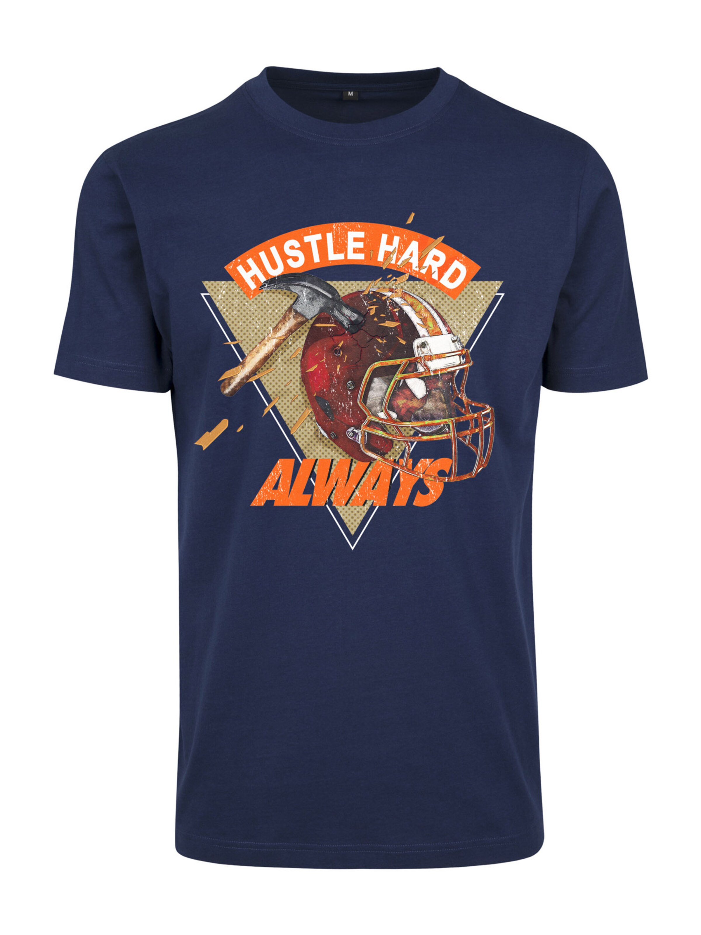 Mister Tee Shirt 'Hustle Hard Always' in Blauw: voorkant