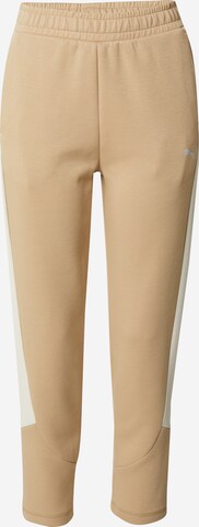 PUMA Regular Workout Pants 'EVOSTRIPE' in Brown: front