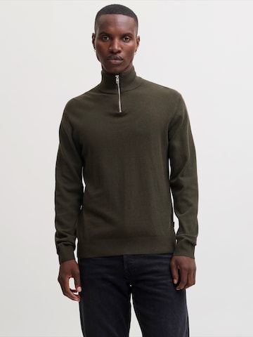 JACK & JONES Sweater 'JJEEMIL' in Brown: front