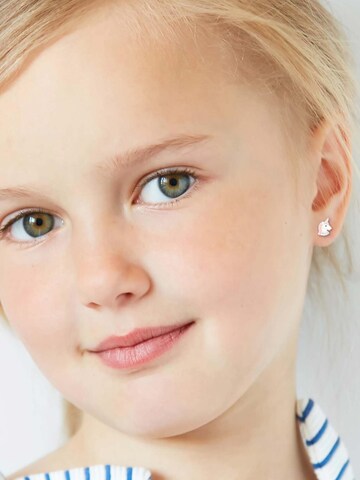 Boucles d'oreilles 'Premium Kinder-Ohrstecker Einhorn aus Sterling Silber mit Kristall und Epoxidharz' Maxte en rose : devant