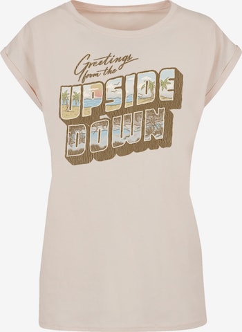 F4NT4STIC Shirt 'Stranger Things Greetings From Upside Down Netflix TV Series' in Beige: voorkant