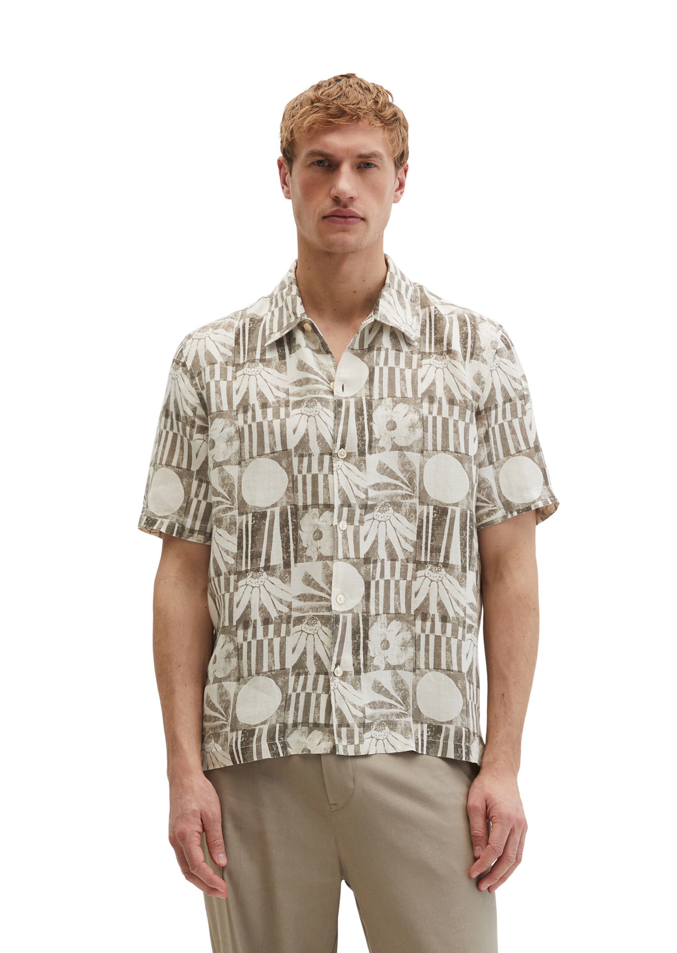 Marc O'Polo Regular fit Button Up Shirt in Brown: front