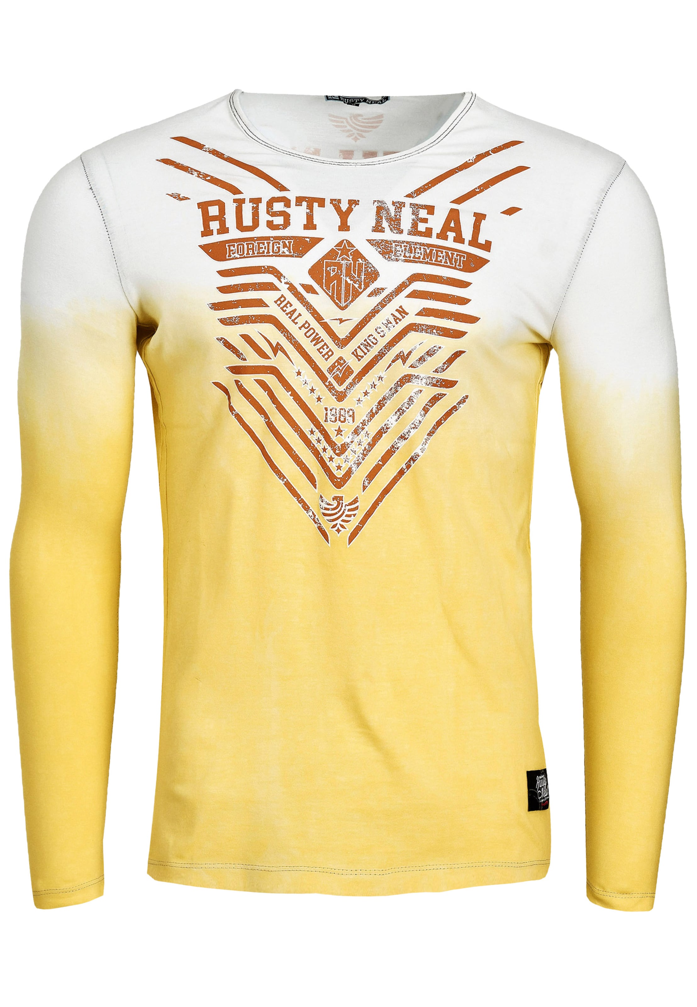 Rusty Neal Longsleeve mit großem Front-Druck in Gelb: Vorderseite
