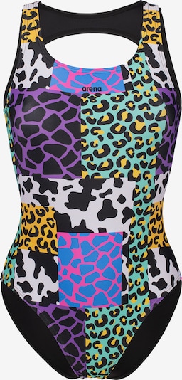 ARENA Maillot de bain sport 'ANIMALIER' en bleu / vert / violet / orange / rose / poudre / noir / blanc, Vue avec produit