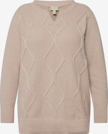 Ulla Popken Pullover (GOTS) in Beige: predná strana