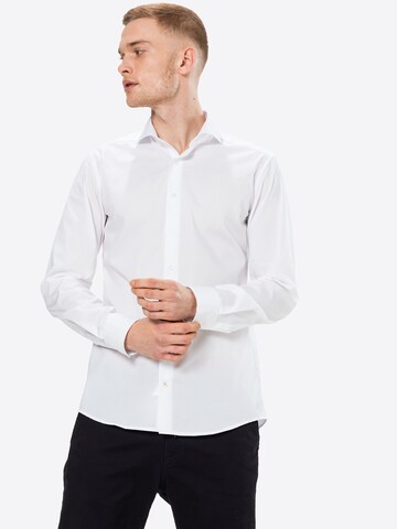 ETERNA Slim Fit Forretningsskjorte i hvid: forside