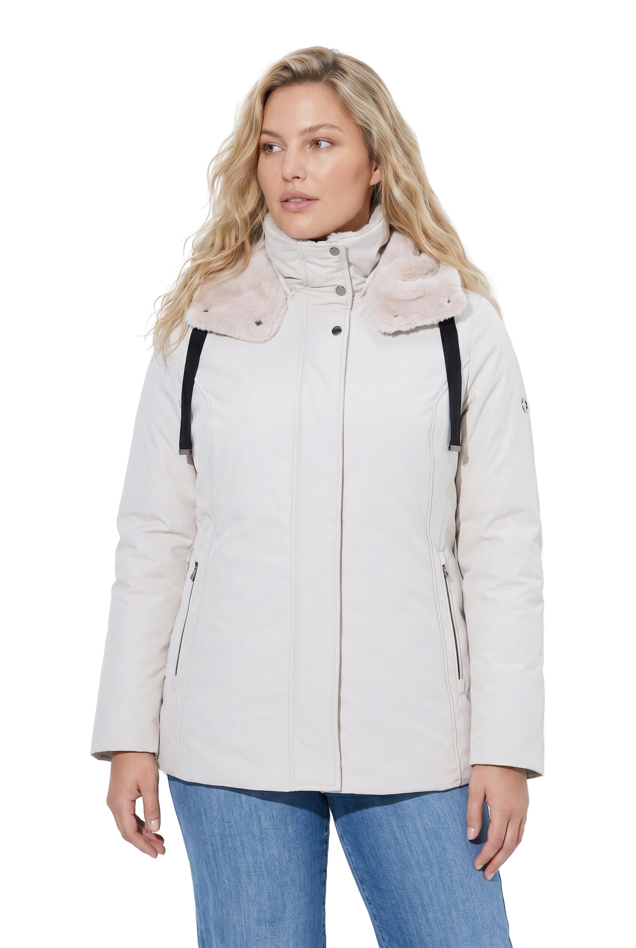 Ulla Popken Functionele jas in Beige: voorkant