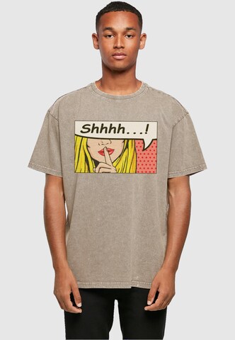 Merchcode T-Shirt 'Silent Sign Comic' in Braun: predná strana