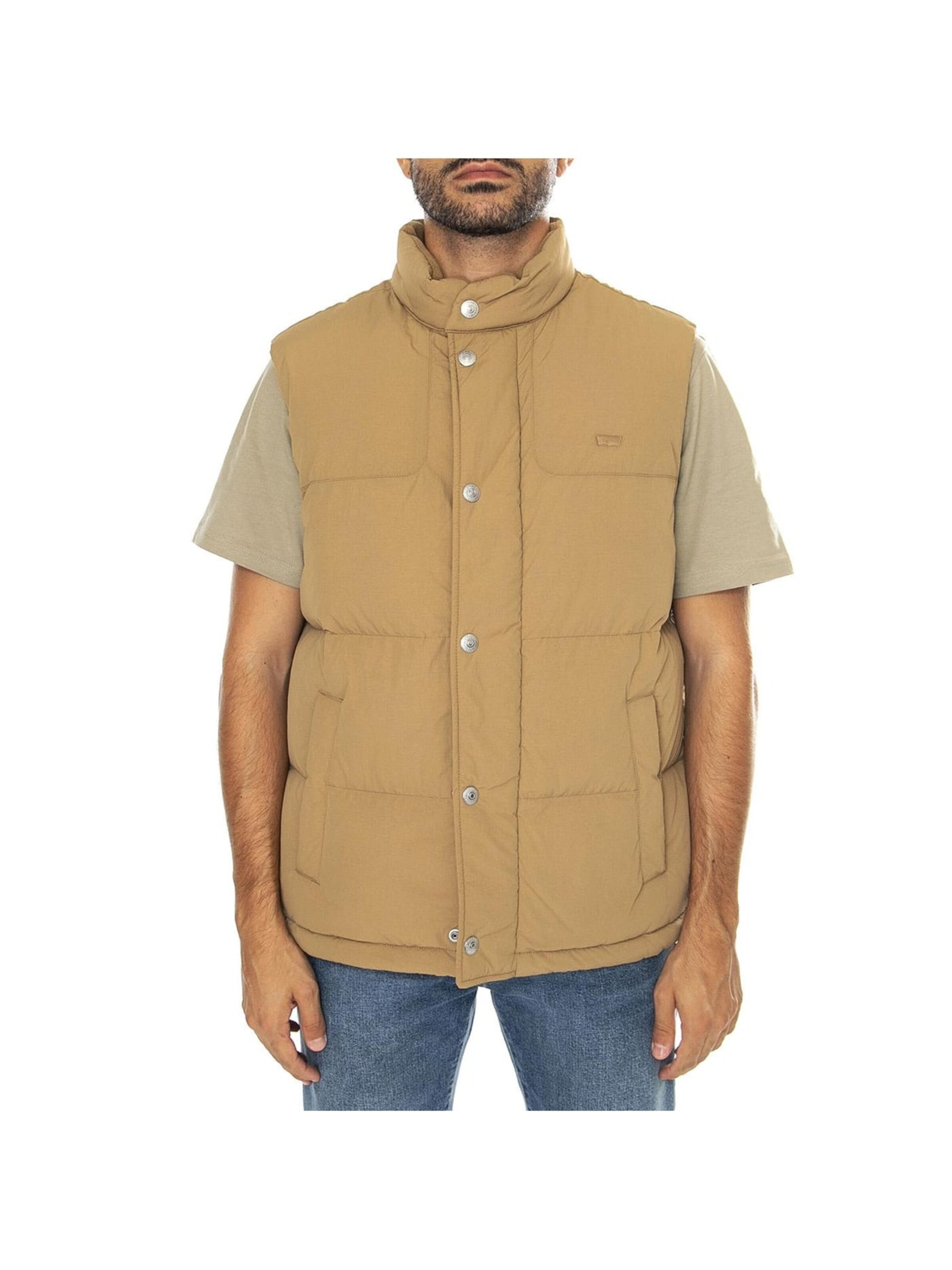 LEVI'S ® Between-season jacket 'Rockridge Vest Ermine Neutral' in Brown: front