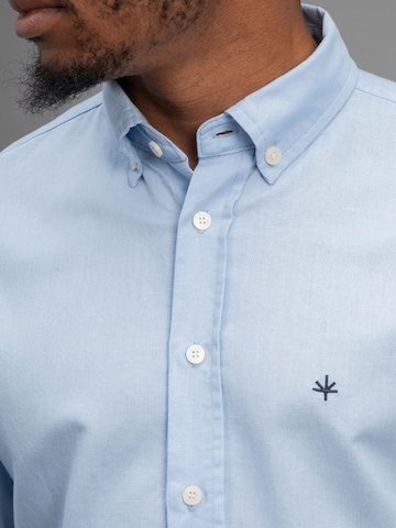 Laurent Vergne Slim fit Button Up Shirt 'Brive - Linnen Cotton Shirt - Light Blue' in Blue