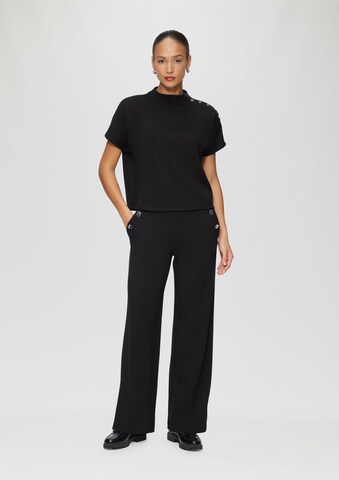 s.Oliver BLACK LABEL Wide leg Trousers in Black: front