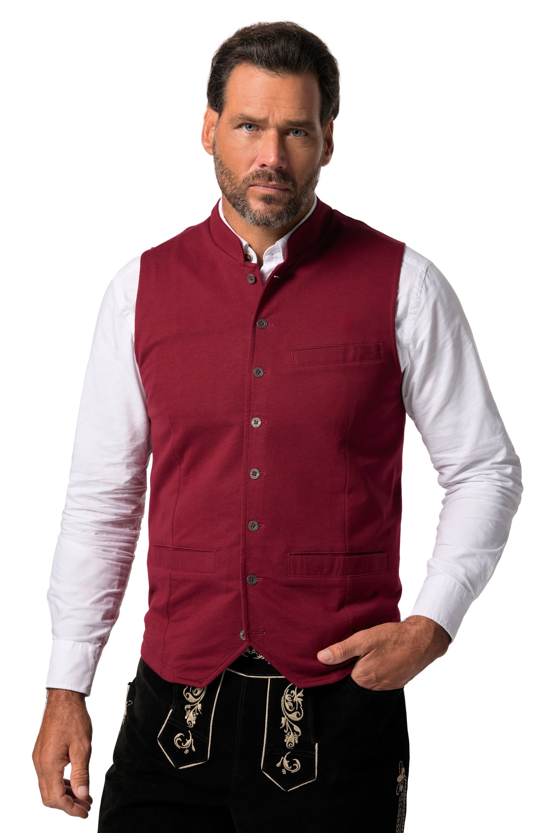 JP1880 Trachtenweste in Rot: Vorderseite