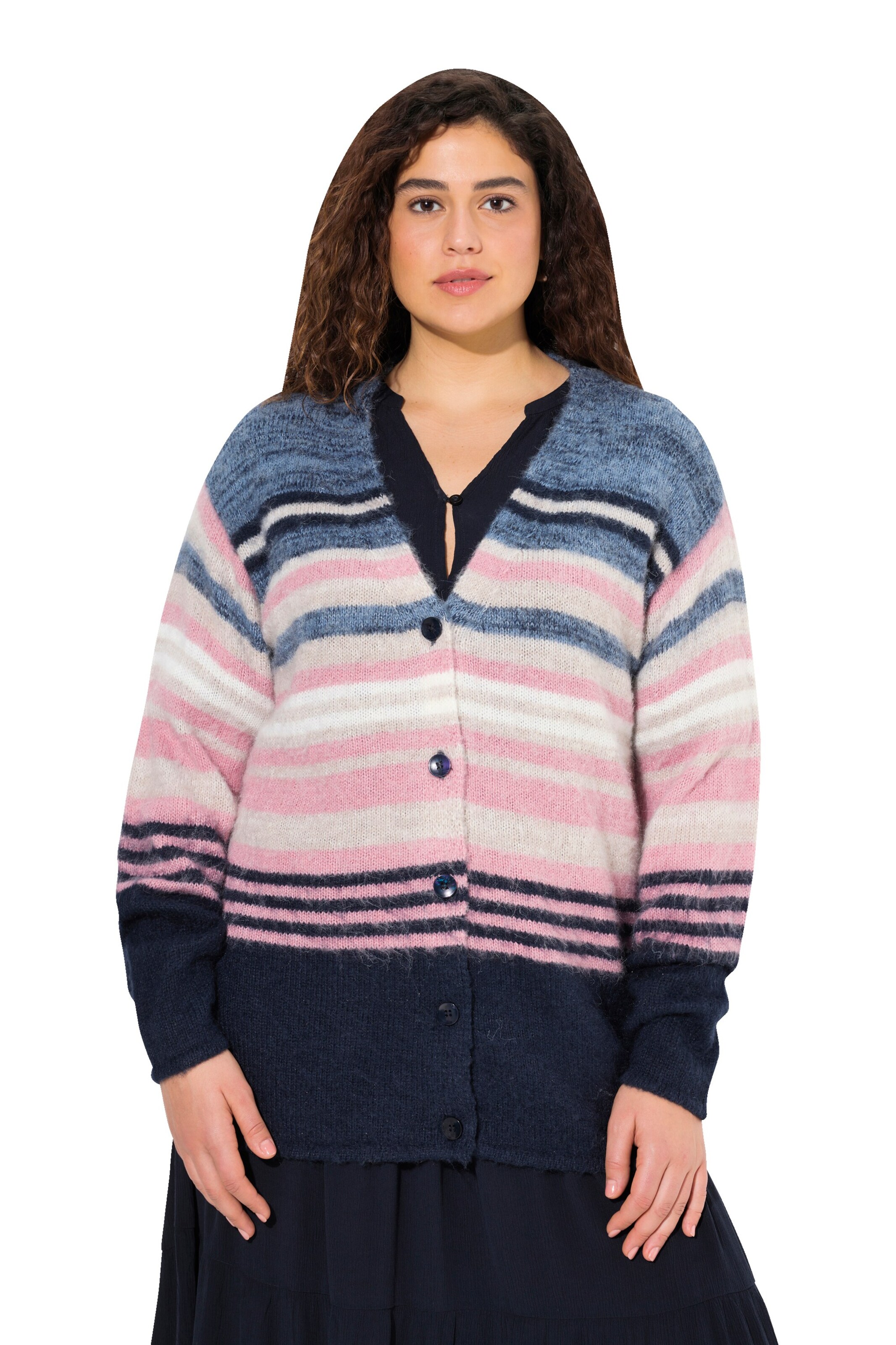 Ulla Popken Gebreid vest in Gemengde kleuren: voorkant