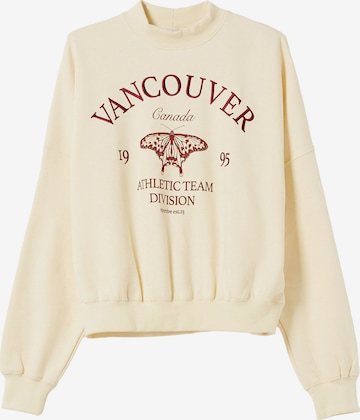 Bershka Sweatshirt in Beige: voorkant