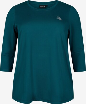 Active by Zizzi Shirt 'ABASIC ONE' in Groen: voorkant