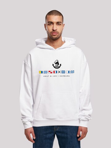 F4NT4STIC Sweatshirt 'Seglerfahnen Knut & Jan Hamburg' in Wit: voorkant